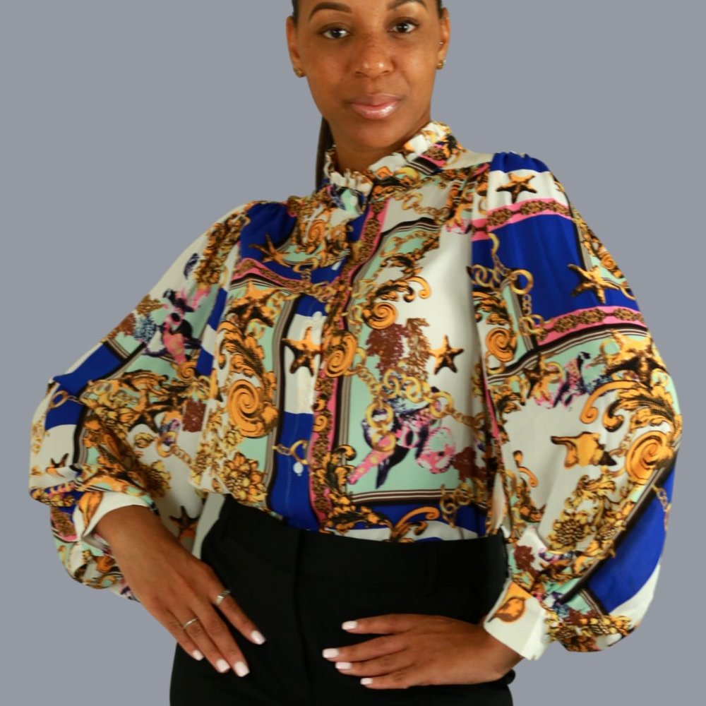 Gold Stars Puff Sleeve Blouse